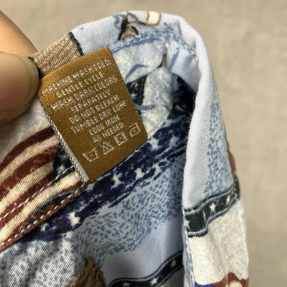 Patriotic Shirt XXL American Flag Uncle Sam Button Up USA Clearwater Outfitters
